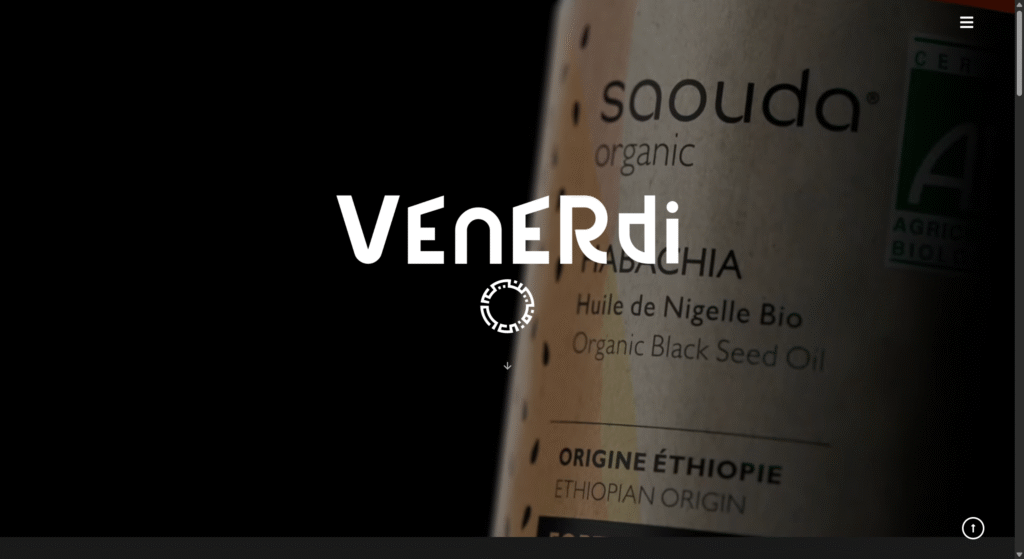 Homepage screenshot of Venerdi, a French digital agency website