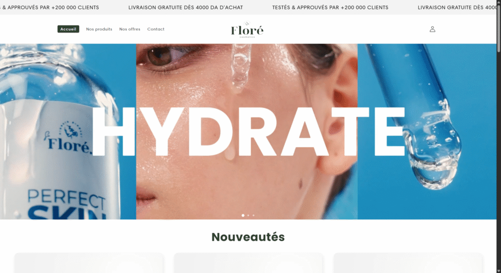 Homepage screenshot of Floredz e-commerce website created by Adnane Bahri